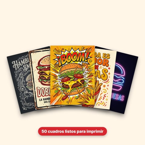 Pack Burger Deco — 50 cuadros para tu hamburguesería