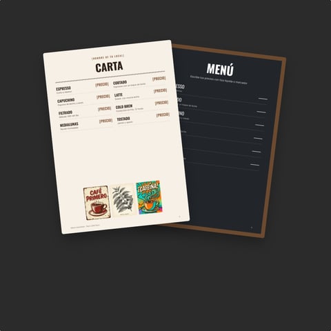 10 cartas y menús imprimibles para tu cafetería