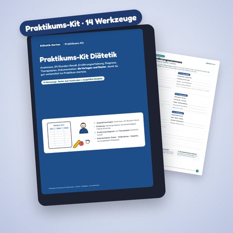 Praktikums-Kit Diätetik — 14 Werkzeuge zum Ausdrucken für das Praktikum