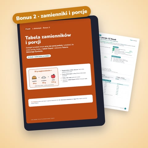 Bonus 2 · Tabela zamienników i porcji (12 fiszek)