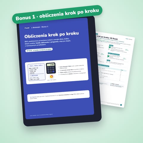Bonus 1 · Obliczenia krok po kroku (16 fiszek)