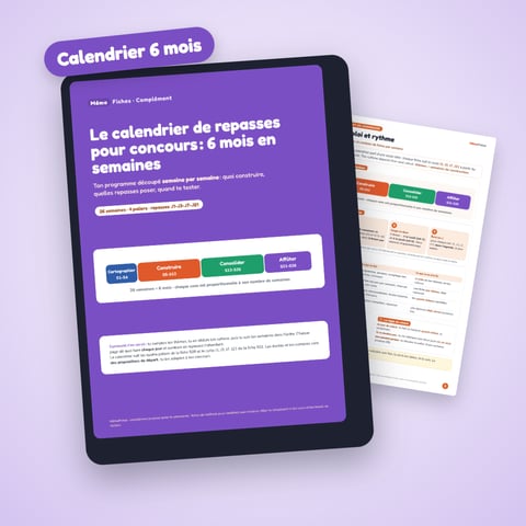 Le calendrier de repasses pour concours : 6 mois en semaines