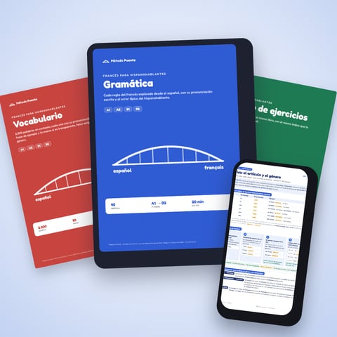 Método Puente — Kit de francés A1-B2 en 3 libros (Gramática, Vocabulario y Cuaderno de ejercicios)
