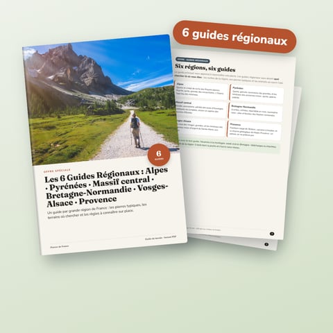 Les 6 Guides Régionaux : Alpes · Pyrénées · Massif central · Bretagne-Normandie · Vosges-Alsace · Provence