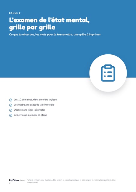 Bonus 2 — L'examen de l'état mental, grille par grille